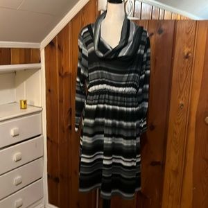 Tonal Gray striped sweater dress.